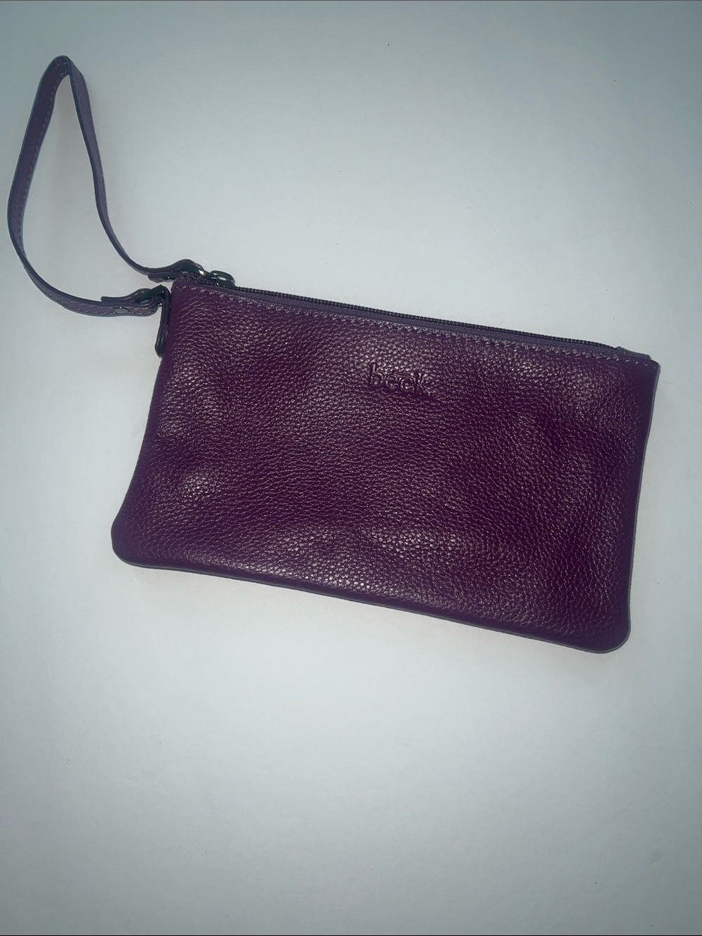 Beck Bags Pebbled Leather Wristlet